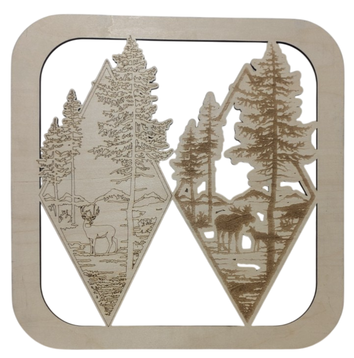 Moose and Deer in the forest